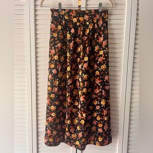 Tahari Black Midi Skirt with Yellow & Pink Floral Print